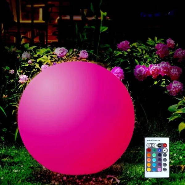 Lampă LED RGBW solară BALL LED/3,7V 1500 mAh d. 50 cm IP65 + telecomandă