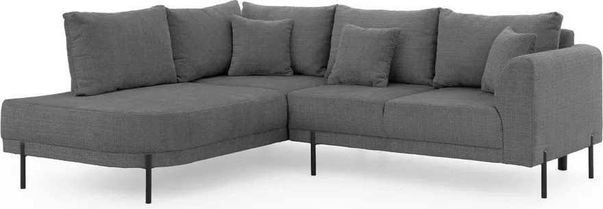 Colțar gri închis cu tapițerie din chenille (cu colț pe partea stângă/în formă de ”L”) Mauris – Ropez