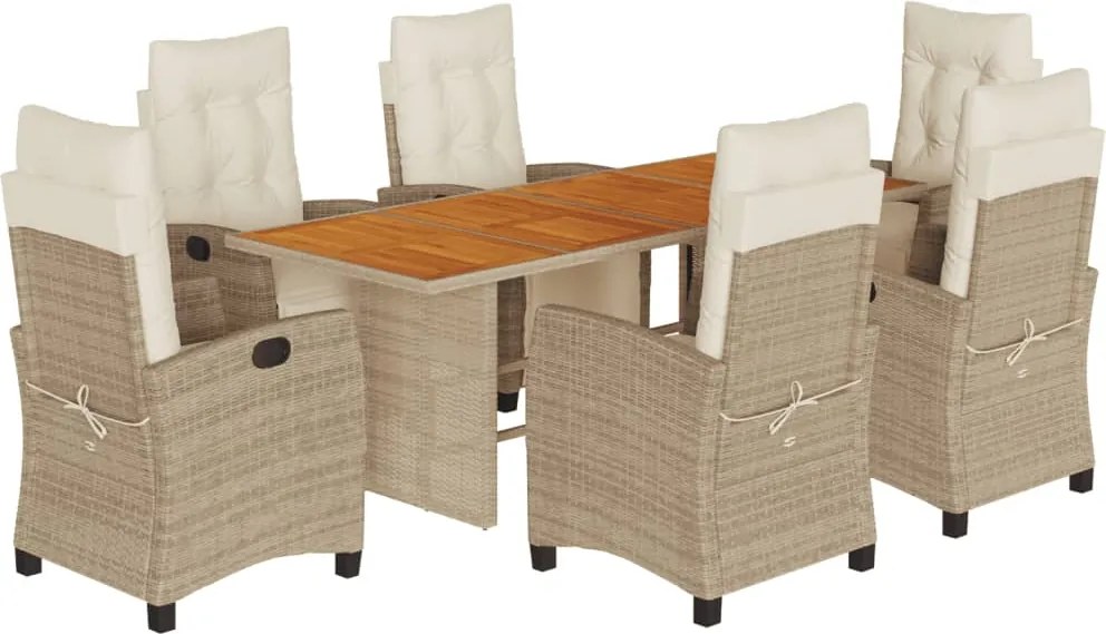 vidaXL Set mobilier pentru grădină, 7 piese, cu perne, bej, poliratan
