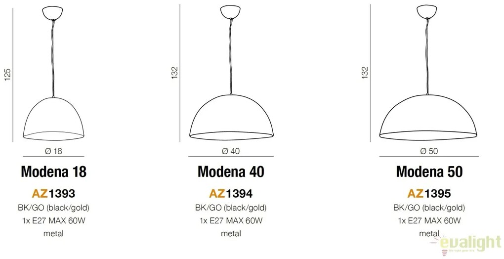 Pendul modern design nordic 18cm MODENA negru/auriu