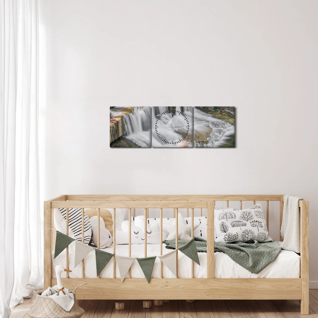 Tablou cu cascade (cu ceas) (90x30 cm)