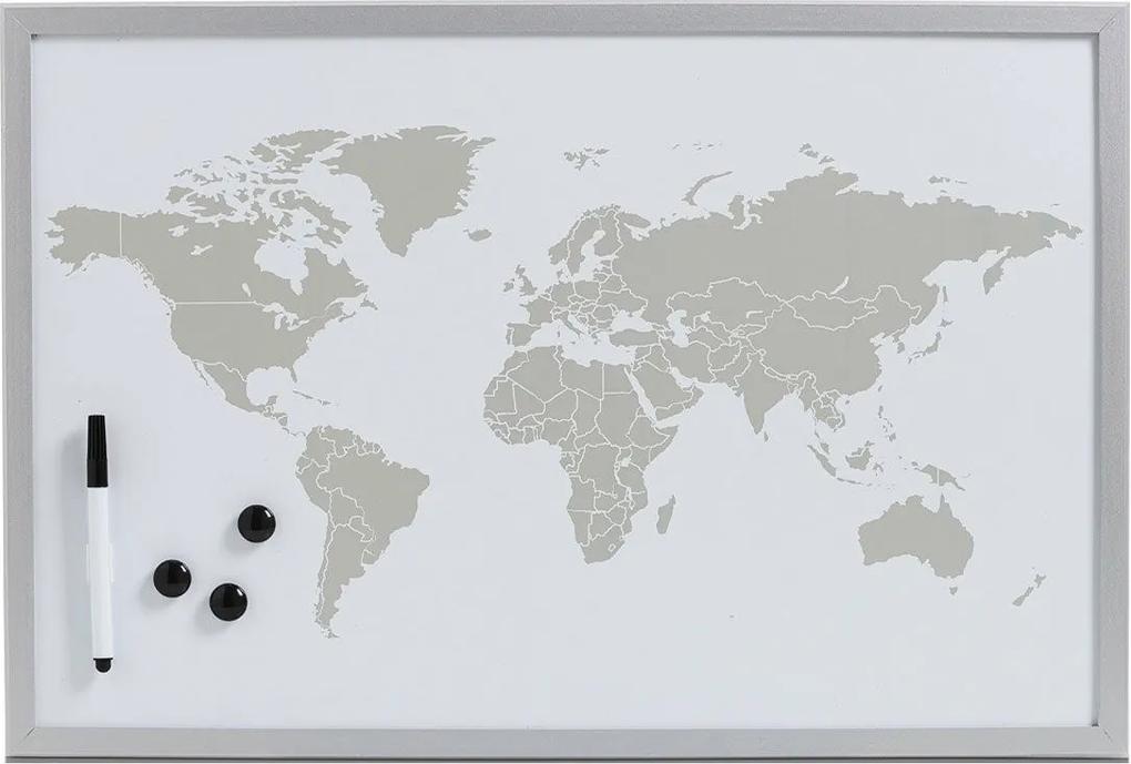 Placa magnetica + 3 magneti Zeller, Harta lumii, 60x40 cm