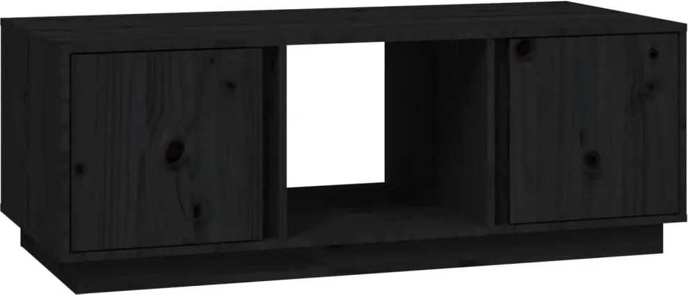 vidaXL Măsuță de cafea, negru, 110x50x40 cm, lemn masiv de pin