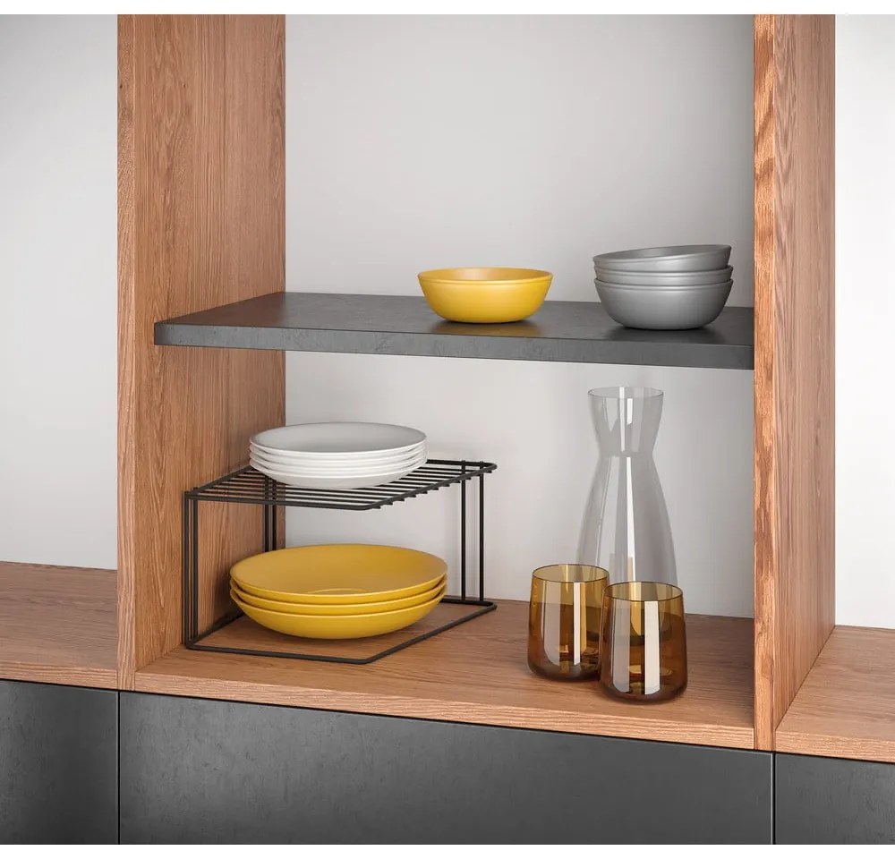 Raft suplimentar pentru dulapul de bucătărie Metaltex Boxe Lava, negru