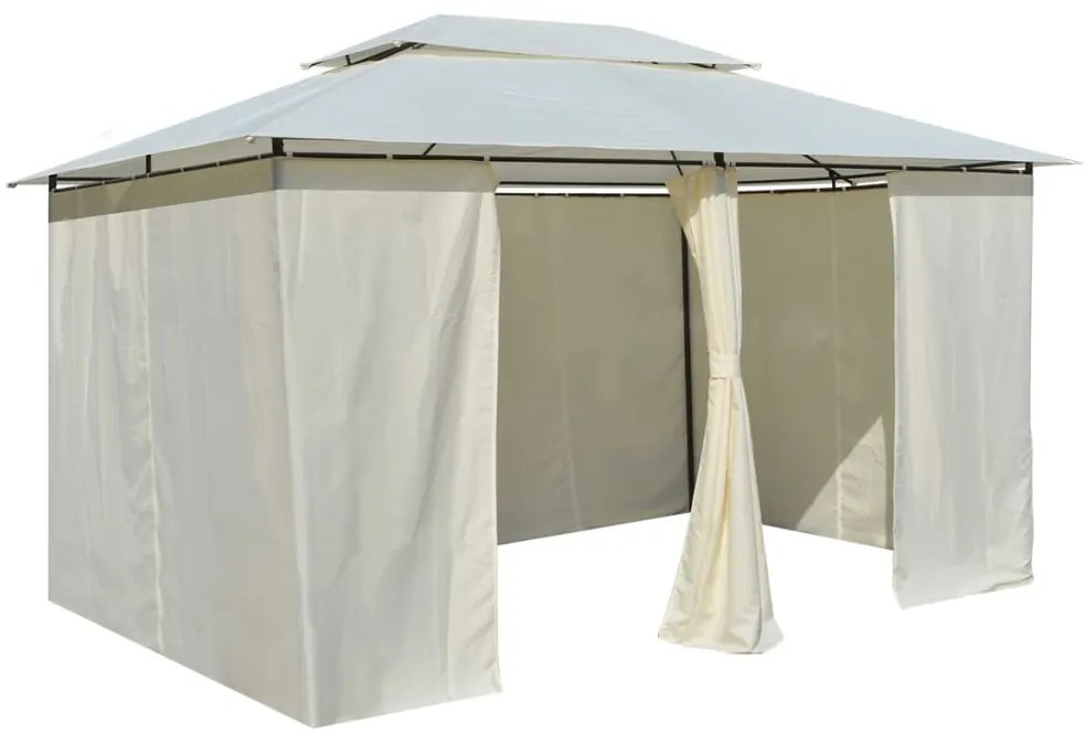 Cort de gradina cu perdele 4 x 3 m, alb