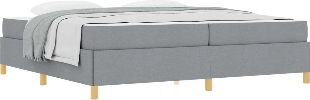 vidaXL Cadru de pat cu saltea Gri deschis 200 x 200 cm țesătură