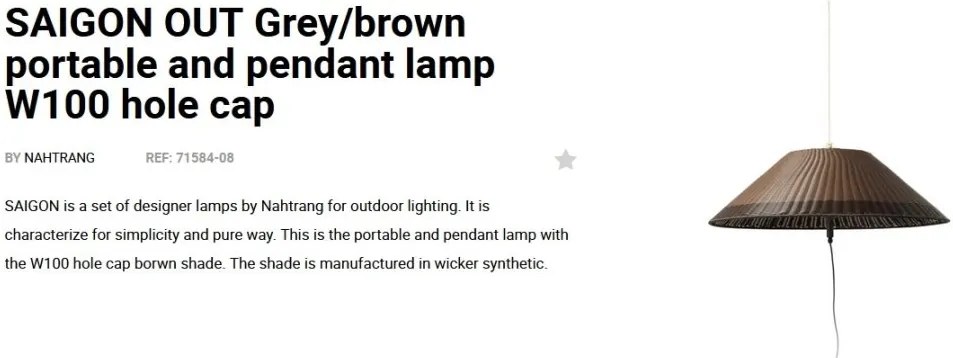Lampa/Pendul portabil iluminat exterior decorativ SAIGON hole cap W100 gri/maro