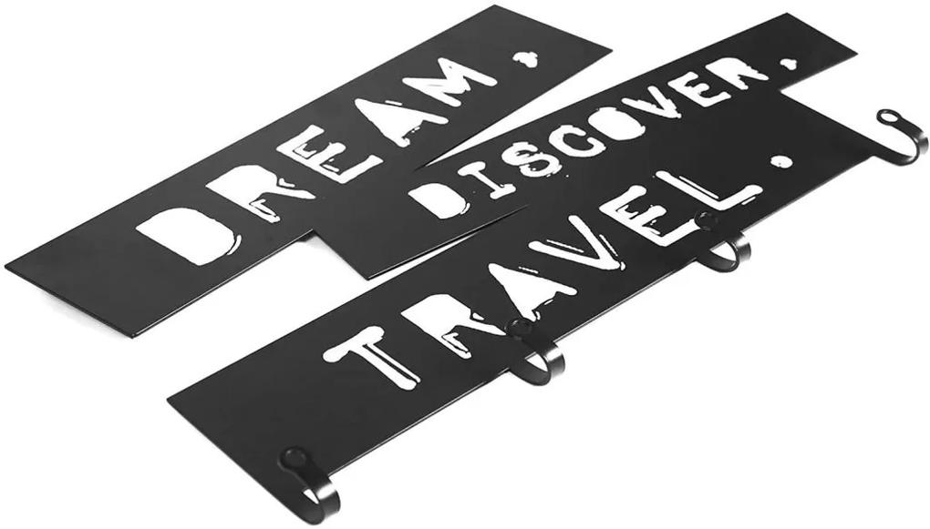 Cuier de perete cu patru cârlige, Dream, Discover, Travel