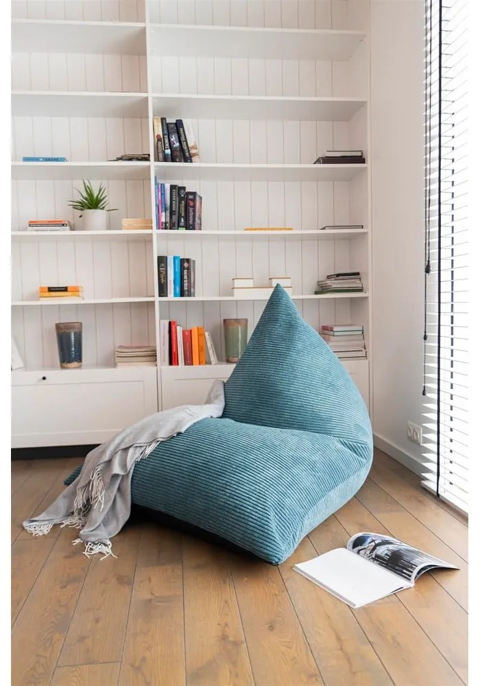 Fotoliu bean bag maro închis cu tapițerie din catifea reiată Razzmatazz – SLOWDOWN