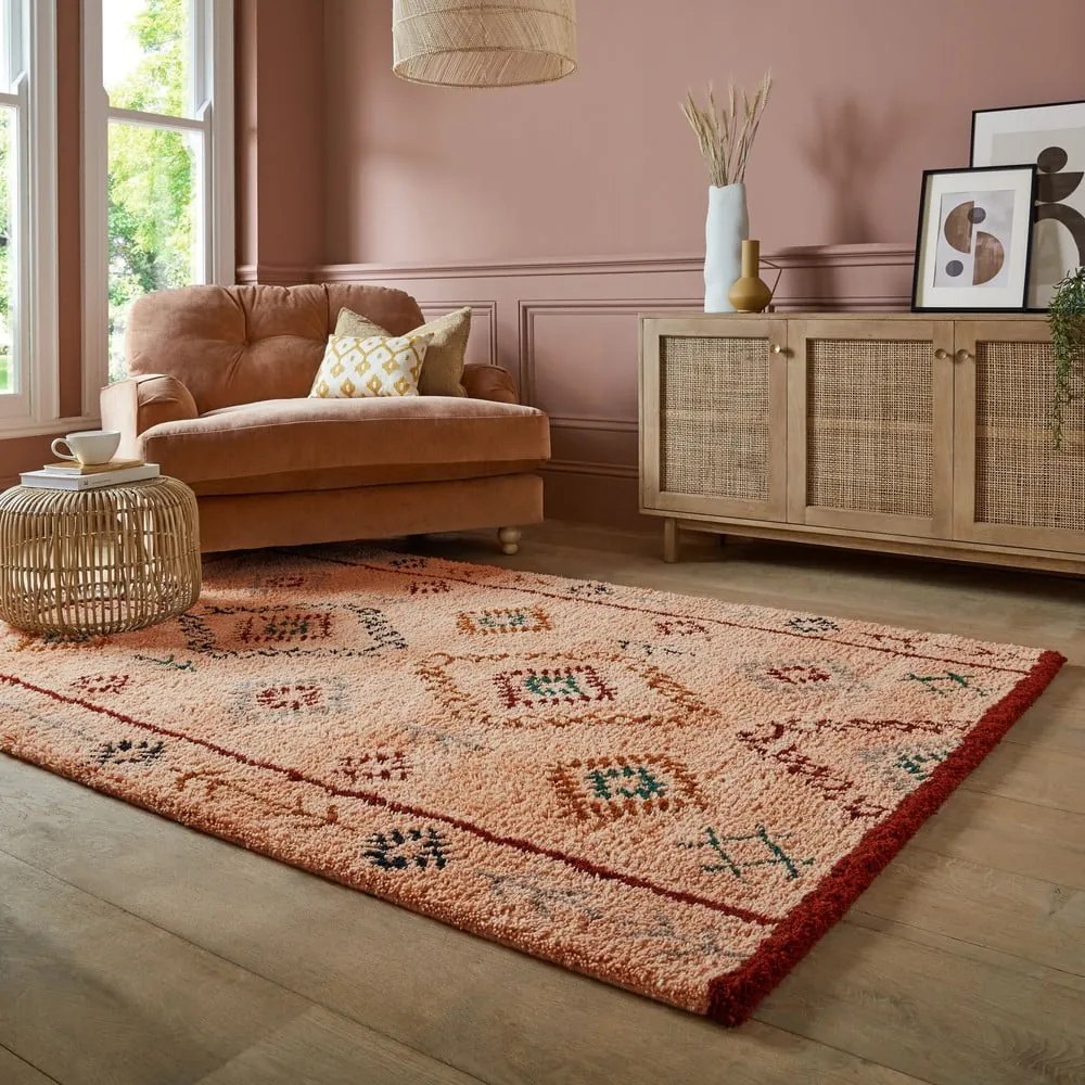 Covor în culoarea somonului țesut manual din lână 160x230 cm Moroccan Sahara – Flair Rugs