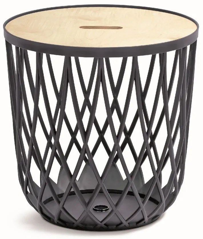 Cos universal cu capac din lemn, 55 l, lemn natural / antracit