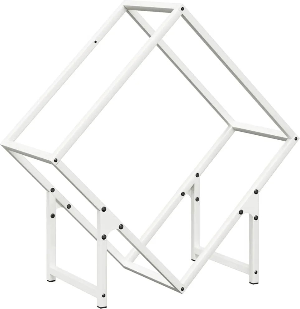 vidaXL Suport pentru lemne de foc alb 60x25x60 cm Oțel laminat la rece