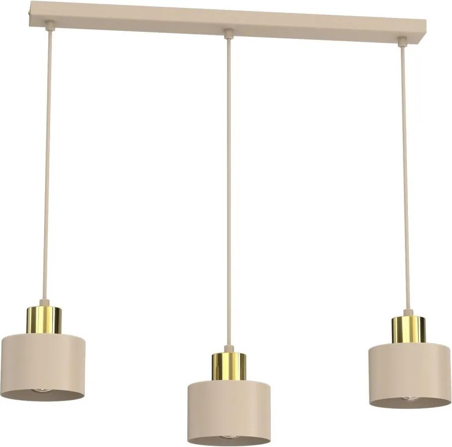Lustră suspendată pe cablu PARKLA 3xE27/15W/230V bej/auriu