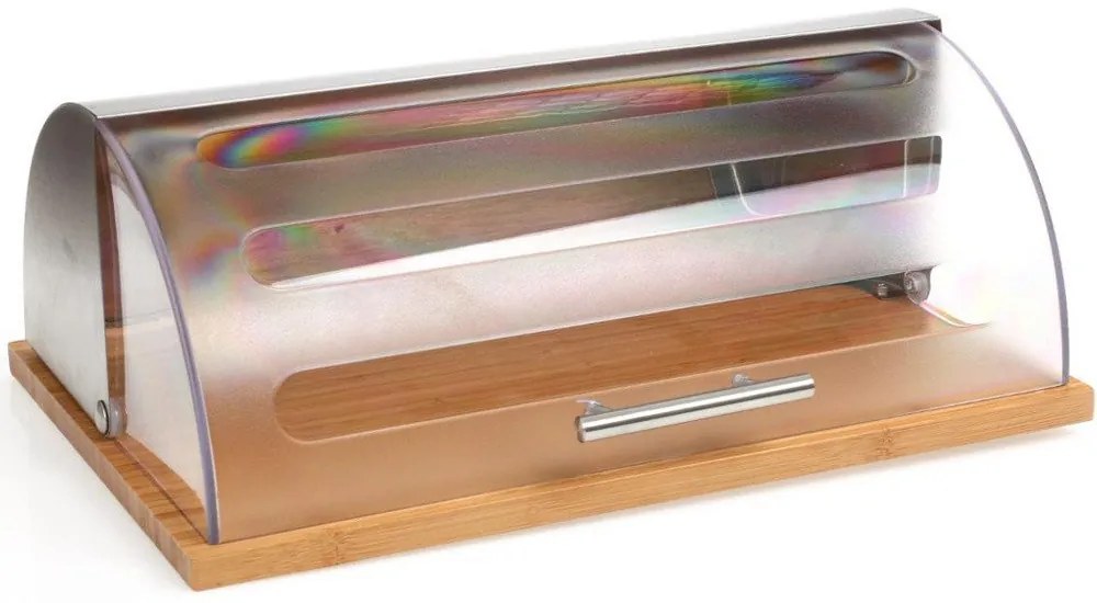 Cos servire pentru paine, Secret de Gourmet, 37x27x15 cm, Lemn, Maro/Transparent