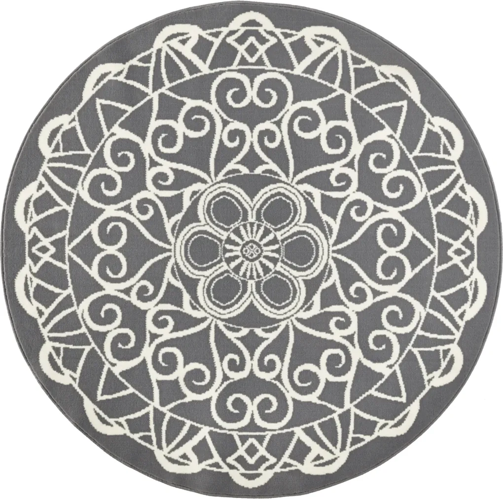 Covor Oriental & Clasic Capri, Rotund, Gri, 140x140