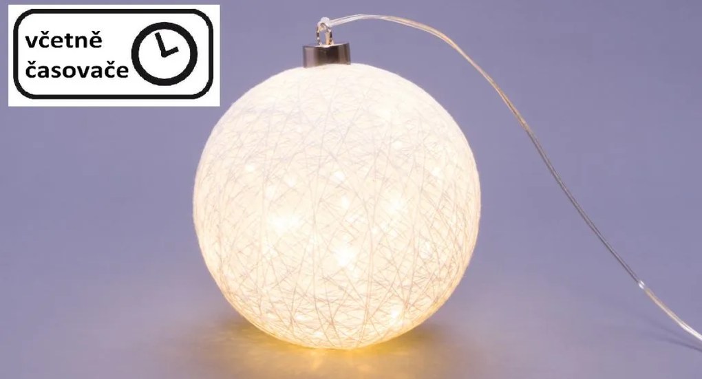 Bilă luminoasă - 30 de LED-uri, alb cald