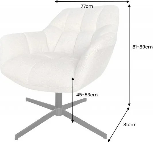 Fotoliu pivotant cu inaltime reglabila Papillon, stofa sampanie bej