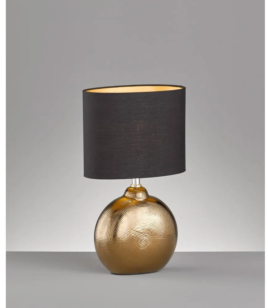 Veioză neagră/în culoarea bronz din ceramică cu abajur textil (înălțime 39 cm) Foro – Fischer &amp; Honsel