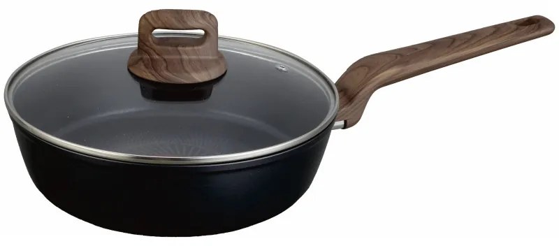 Tigaie adanca cu capac Oliver Voltz Paris OV54419F24CD, 24 cm, Acoperire antiaderenta, Senzor de cаldura, Inductie, Negru