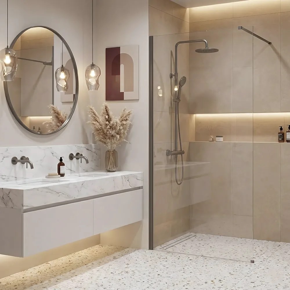 Paravan de dus Rea Flexi Transparent   Titan 90