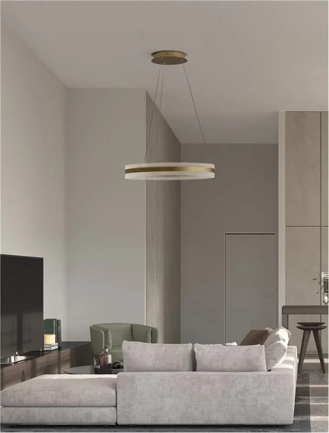 Lustra LED suspendata, dimabila, design modern Agos auriu 60cm
