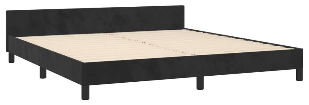 Cadru de pat cu tablie, negru, 180x200 cm, catifea Negru, 180 x 200 cm, Benzi verticale