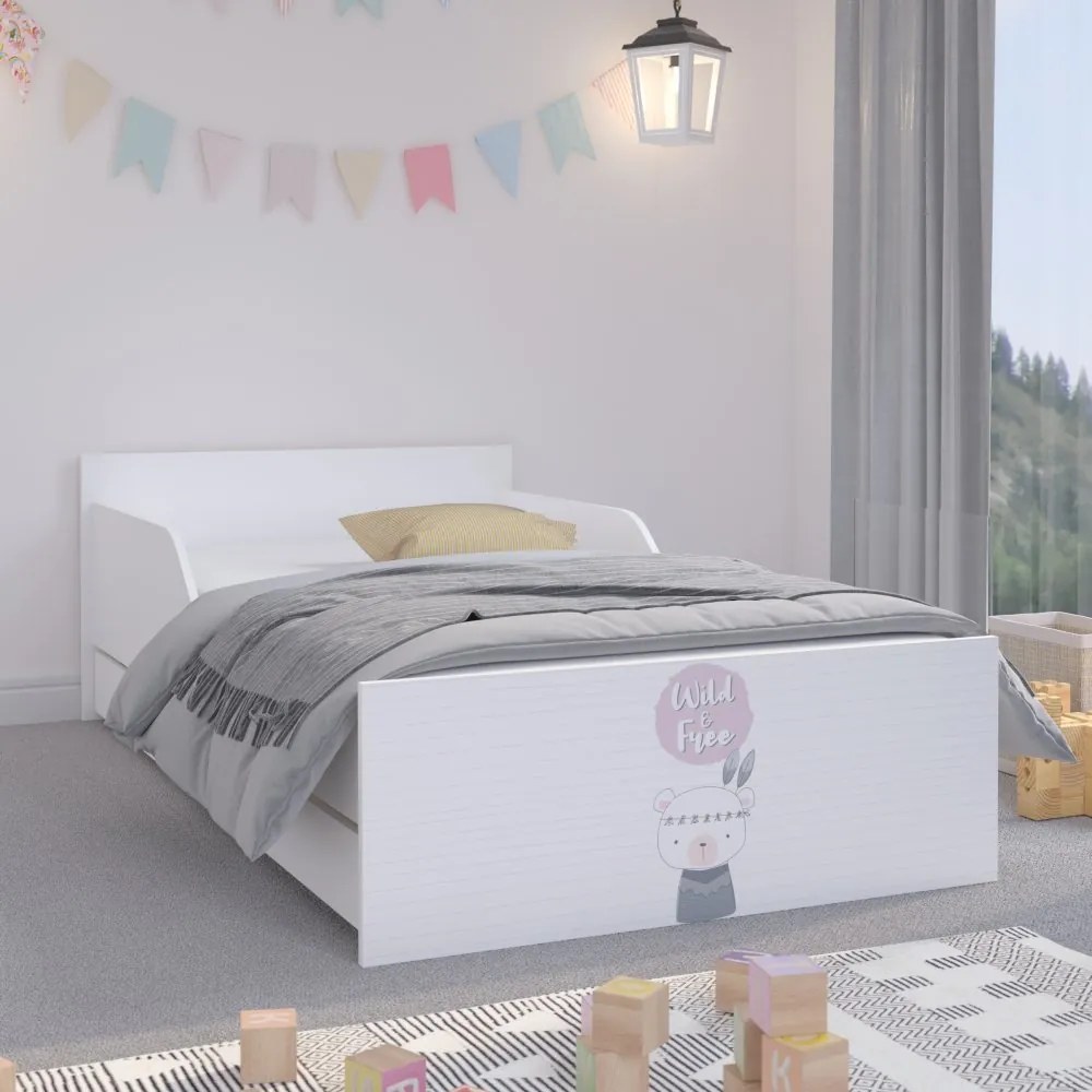 Pat simplu pentru copii cu un ursuleț drăguț160 x 80 cm