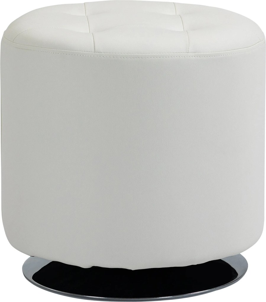 HOMCOM Suport pentru picioare living rotativ la 360°, ottoman rotund tapițat în PU cu bază din oțel, Ø 45,5 x 44,5 cm, alb | Aosom Romania