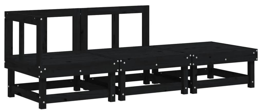 825412 vidaXL Set mobilier de grădină, 3 piese, negru, lemn masiv pin
