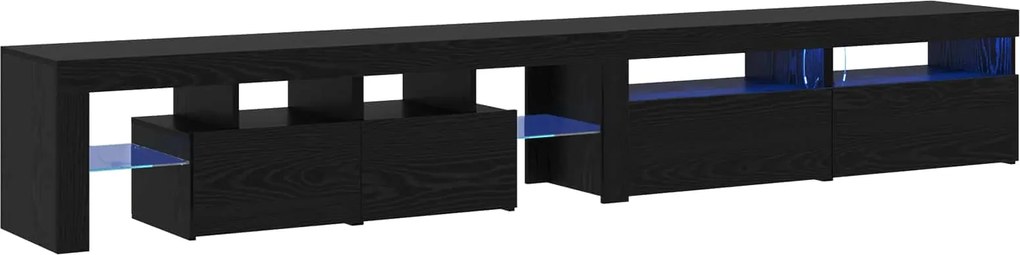 vidaXL Cabinet TV 3 pcs Stejar Negru 260 x 37 x 40 cm Lemn compozit