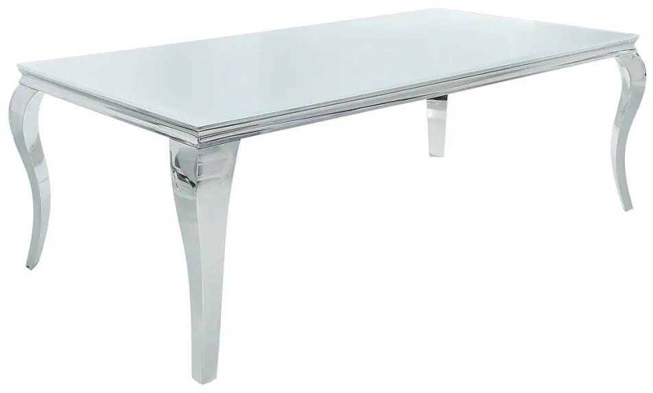 Masa Dining Eleganta, Sticla, Alb, Modern Barock 200cm