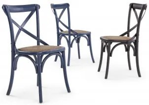 Scaun albastru din rachita si lemn de Ulm, Cross Bizzotto