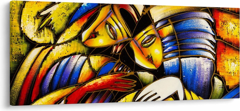 Tablou - Pictură în ulei, îndrăgostiții (120x50 cm)