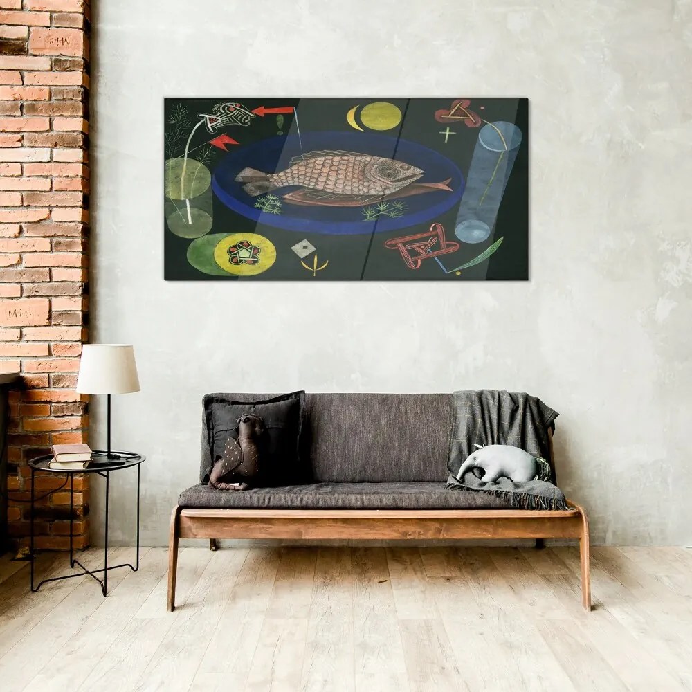 Tablou sticla În jurul peștilor Paul Klee