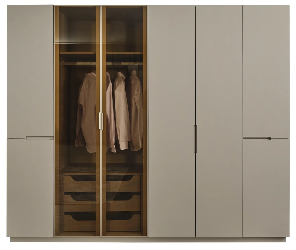 Set dormitor cu pat, noptiere, dulap, comoda din mdf crem si picioare metalice - riva