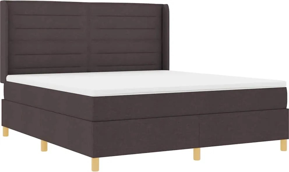 vidaXL Pat cu arcuri cu saltea cu headboard Maro 140 x 200 cm țesătură