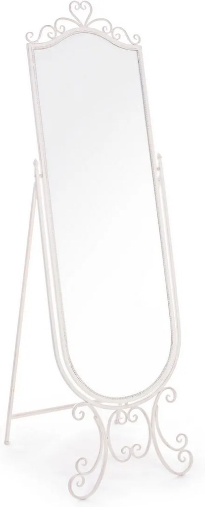Oglinda de podea cu rama din fier alb patinat Emily 51 cm x 50 cm x 165 h