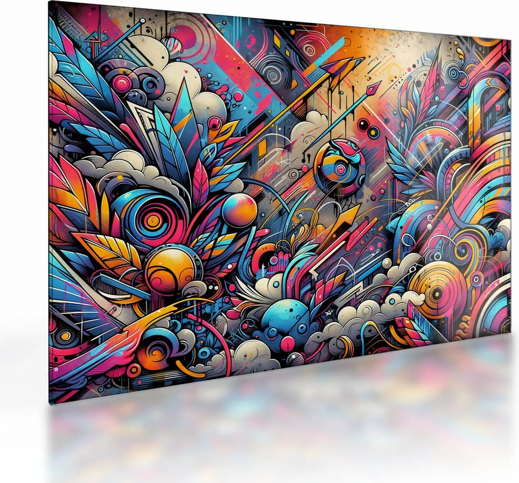 Tablou pe sticlă - Graffiti multicolor (70x50 cm)