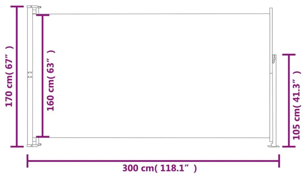 Copertina laterala retractabila de terasa, gri, 170 x 300 cm Gri, 170 x 300 cm