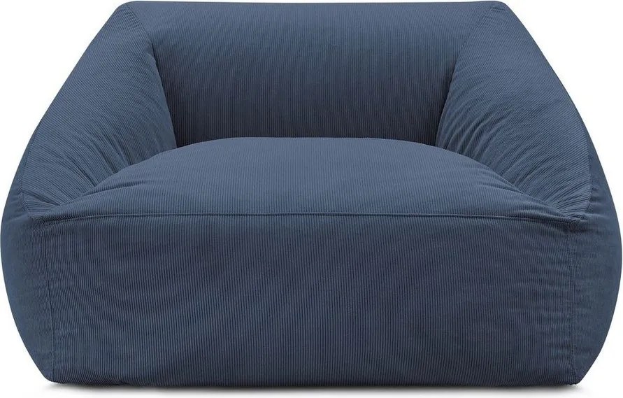 Fotoliu bean bag albastru închis cu tapițerie din catifea reiată Lilibet – Bobochic Paris