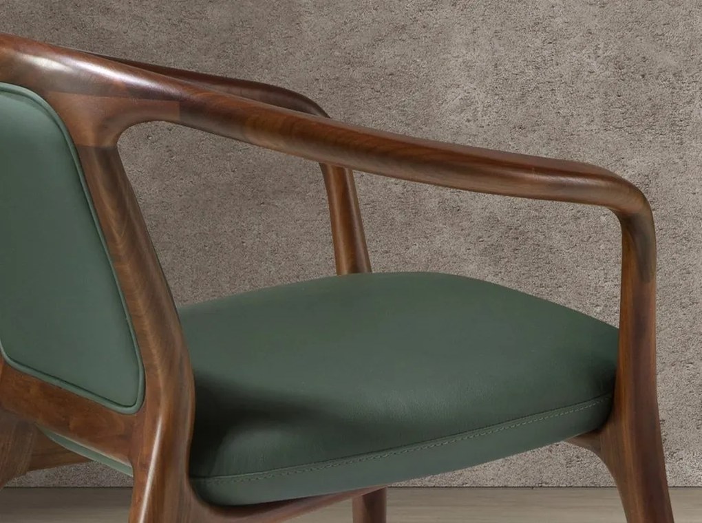 Scaun cu brate LUX design italian, Piele Sintetica Verde Inchis