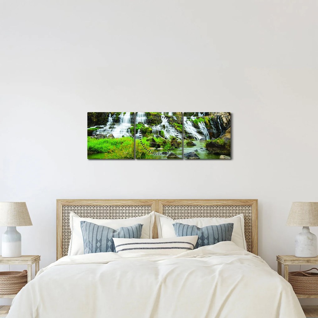 Tablou - cascade (cu ceas) (90x30 cm)