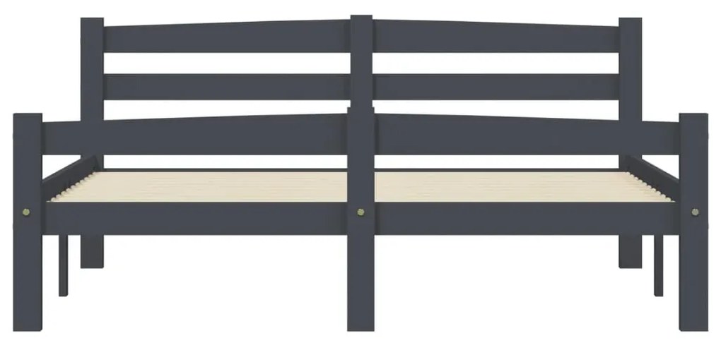 Cadru de pat, gri inchis, 140x200 cm, lemn masiv de pin Morke gra, 140 x 200 cm