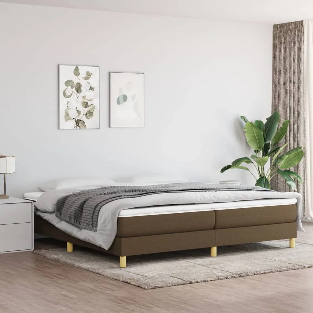 vidaXL Pat box spring cu saltea, maro închis, 200x200 cm, textil