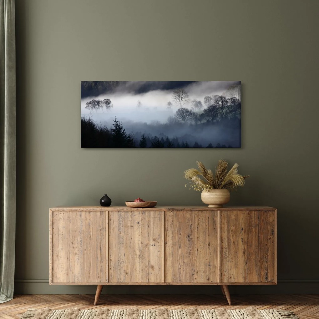 Tablou cu ceță deasupra pădurii (120x50 cm)