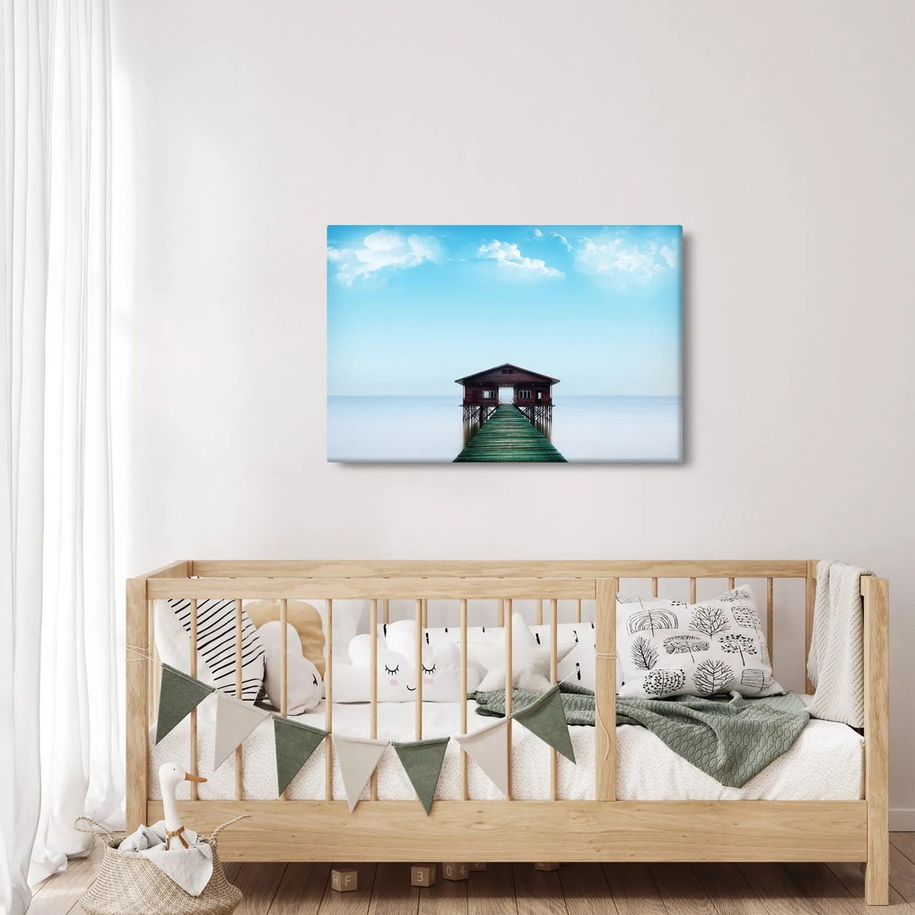 Tablou cu casă pe mare (90x60 cm)