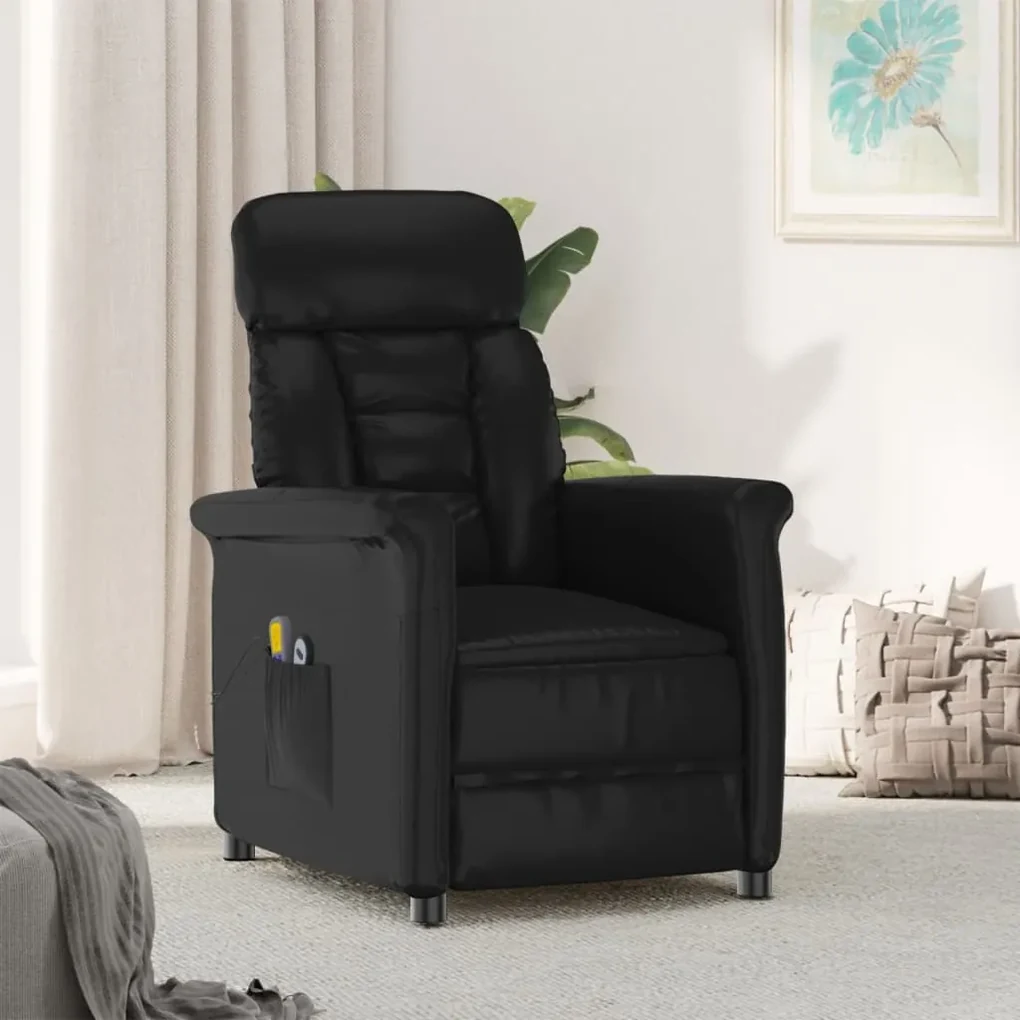3098348 vidaXL Fotoliu de masaj electric, negru, piele ecologică