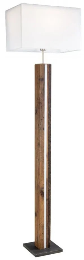 Lampadar, lemn/textil, maro/alb, 40 x 150 x 27 cm