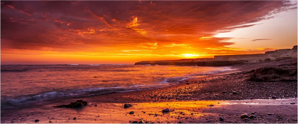 Tablou cu apus de soare la mare (120x50 cm)