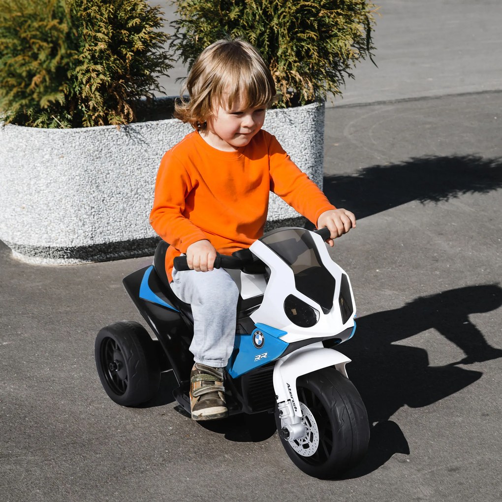 HOMCOM Motocicletă Electrică pentru Copii 18-36 Luni cu Licență BMW, 6V, 3 Roți, Faruri, Muzică, 2,5 km/h, Max 20kg, Albastru | Aosom Romania